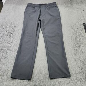 Dress Pants Mens 33x29 Gray Flat Front Straight Leg Business Office Workwear